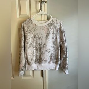 Pink, gray and white crewneck sweatshirt